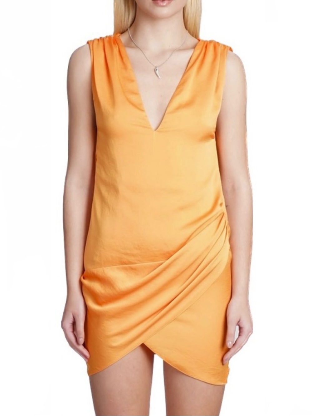 NEW IRO ORANGE V-NECK MINI DRESS